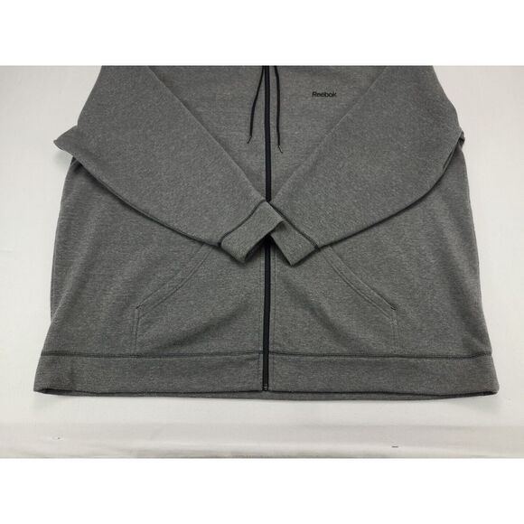 Reebok Full Zip Hoodie Jacket Mens 4XL Gray Speedwick Pockets Relaxed Fit - Picture 3 of 16